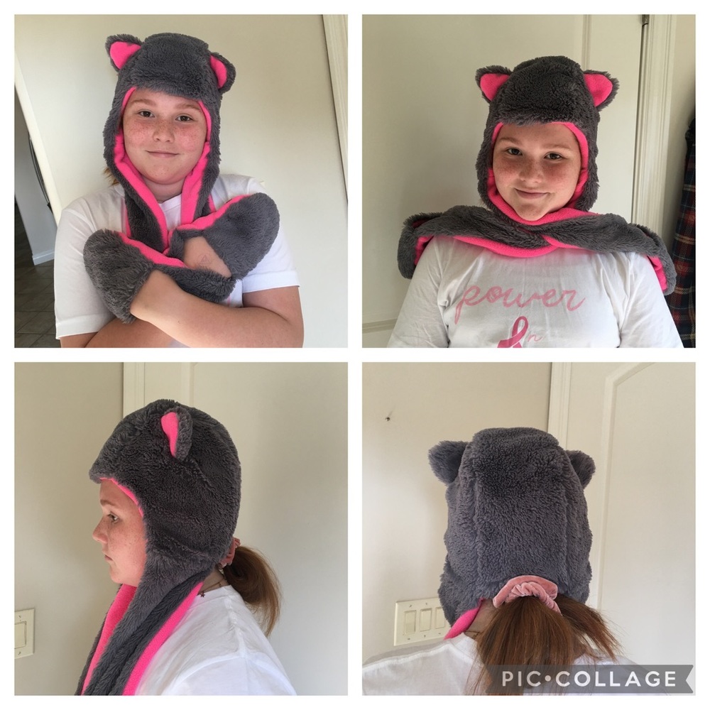 SO for Kohls Plush Grey Cat Hat. OS🌹